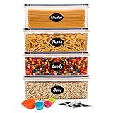 Aitsite Spaghetti Aufbewahrung 2.3L Luftdicht Pasta Vorratsbehälter BPA frei Kunststoff Vorratsdosen Set Nudeln Aufbewahrung Küche Aufbewahrungsbox mit Deckel für Pasta, Getreide, Mehl usw(4 Stück)