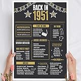 Holzbild Geschenk 70 Geburtstag 'Back in 1951' - personalisierbar zum Hinstellen/Aufhängen optional beleuchtet, 70 Geburtstag Frauen & Männer - Wand-Bild Aufsteller Dekoration - persönliches Geschenk