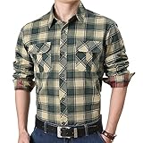 Herren Kariertes Hemd Mode Nähte Taschen Trend Casual Outdoor Streetwear Allgleiches Langarmshirt mit Umlegekragen L