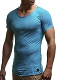 Leif Nelson Herren Oversize T-Shirt Rundhals Basic Shirt LN6281; Größe XXL, Tuerk