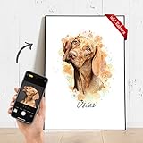 Dein Haustier als Portrait Artwork auf einem Poster mit Druck & Bilderrahmen (optional) – in A4 / A3 – Personalisierte Geschenke – Geschenke für Männer & Frauen – Haustier Geschenk – Fotogeschenk