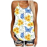 Finetyu Sommer Vest Sexy Weste Top Spaghetti Tops Ärmellose Bluse Oversize Shirt Casual Oberteile Tunika Elegant Bluse Frauen Casual Loose Independence Day Series Bedrucktes Ärmellos Tank Top