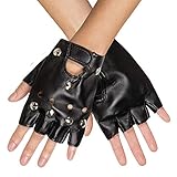 Kunstleder Handschuhe zum Punk, Rocker oder Biker Kostüm - Schw