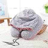 LYX Cotton Small Floral Hooded U-förmigen Kissen Flugzeug Reisekissen Casual Comfort Pillow Nackenkissen Geeignet for Office Travel oder Familie Entspannung und Schlafkissen (Color : Color3)