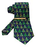 JEMYGINS Krawatte Herren Weihnachtsbaum in Seide Weihnachten Weihnachtsgeschenke und Krawattenklammer Set(8)