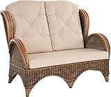 korb.outlet Rattan-Sofa 2-Sitzer Korbsofa inkl. Polster, Sofa nach Art wie Ohrensessel Hochlehn-Sofa Wintergarten Couch Rattanmöbel (Vintage Braun)