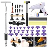 SUPAREE Auto Dellen Reparatur Werkzeuge mit Golden Dent Lifter + Knallt eine Dent Bridge Dent Puller Kit + Tap Down Tools Gummi Hammer + Klebestifte [Klebepistole enthalten] (55 PCS)