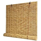 Bambusrollo,Wasserdicht,Atmungsaktiv,Schatten,Sonnenschutz,Bambus-Rollo, Reed Bambusrollo,Sonnenschutz Sichtschutz Holzrollo,50-140 cm breit, Naturholzrollo, Sonnen und Sichtschutz, Seitenzugrollo fü