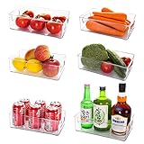 DEEPOW Kühlschrank Organizer, Aufbewahrungsbox für Küche 6er Set Offene Speisekammer Vorratsbehälter mit Griffen, großer Küchen Organizer, Durchsichtig Kühlschrankbox -BPA Frei,25 x 15 x 7