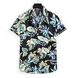 Strandshirt Herren Modern Mode Loose-Fit Strickjacke Herren Shirt Sommer Hawaiianischer Stil Druck Herren T-Shirt Urban Licht Casual Atmungsaktives H