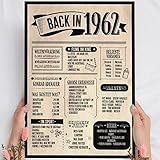 Holzbild: Alte Zeitung - Geschenk 60 Geburtstag Back in 1962 Vintage - personalisierbar zum Hinstellen/Aufhängen optional beleuchtet, 60 Geburtstag Frau - Wand-Bild Aufsteller - persönliches Geschenk