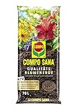 COMPO SANA Qualitäts-Blumenerde mit 12 Wochen Dünger für alle Zimmer-, Balkon- und Gartenpflanzen, Kultursubstrat, 70 Liter, B