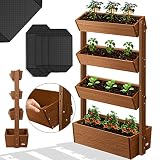 KESSER® Hochbeet Mit 4 Etagen Premium Blumenkasten Blumentreppe Pflanztreppe - Gemüsebeet Kräuterbeet Pflanzkübel Frühbeet Blumenbeet Pflanzkasten inkl. Gartenvlies- Beet für Terrasse Balkon & G