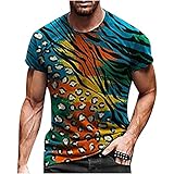 wuitopue Herrenhemden, kurzärmelig, Rundhalsausschnitt, bedruckt, Farbe, Gentleman-Strickjacke, Freizeithemd, Oberteil, Bluse, UK-Größe S-XXXXXXXL, Gelb 8, 58
