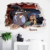 Wandtattoo manga wandaufkleber, wandsticker aufkleber，Anime Mein Nachbar Totoro 3D Kindergarten Kinderzimmer Wohnzimmer Schlafzimmer Hintergrund selbstklebende Dekoration Farbe-50*80