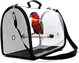 Tik LP Leichter Vogelträger, Vogel-Reisekäfig PVC Transparente atmungsaktive Papageihandtasche mit einem hölzernen Stock