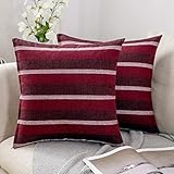 MIULEE Streifen Kissenbezüge Kissenhülle Leinenoptik Sofakissen Dekorative Kissenbezug Dekokissen Deko Couchkissen Bezug für Sofa Büro Couch Schlafzimmer Wohnzimmer 2er Set 45x45 cm R