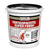 Isolbau Fertigspachtel Super Finish Q4 - Gebrauchsfertige, superglatte Polymer-Gips Fertig-Spachtelmasse für innen - 25 kg Eimer, Weiß