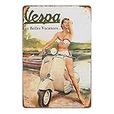 HONGXIN Vespa Scooter Italy Vintage Vintage Metall Zeichen Retro Zinn Zeichen Poster Kunst Wanddekor Bar Cafe Man Cave Home 8 × 12 Z