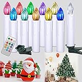 ACXIN LED Weihnachtskerzen, LED Kerzen Weinachten, Baumkerzen Flammenlose, mit Fernbedienung, mit Batterien, für Weihnachtsbaum, Hochzeit, Partys, Feiertag, IP44 (40er RGB)