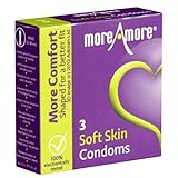 More Amore Soft Skin, samtweiche anatomische Kondome mit Vanille-Duft, 1 x 3 Stück