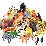 Tierfiguren, 54 Stücke Mini-Spielzeugset von Dschungel-Tieren, Tierwelt, lebensechte Wildtiere, Lernstoffe, Partyzubehör, Spielzeuge für Jungs und Kinder, Playset von Tieren im Wald und kleinen F