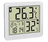 TFA Dostmann Digitales Thermo-Hygrometer, für ein gesundes Raumklima, Höchst- und Tiefstwerte, Uhrzeit, Datum, Wochentag