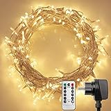 Koopower 100er LED Lichterkette mit Fernbedienung & Timer (8 Modi, Warmweiß, 4,8W, Dimmbar) für Terrasse, Garten, Schlafzimmer, Weihnachtsfest, Hochzeit, HG1130