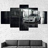 HHGJJ 5 Teiliges Wandbild Porsch 911 Carrera Gts-Auto 5 Stück Leinwand Wandkunst,5 Teilig Leinwand Wanddeko Wohnzimmer,Leinwanddruck 5 Teilig Bilder Wohnzimmer Modern Groß,Mit Rahmen,XXL 150X80C