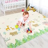 Luchild Baby Spielmatte,Krabbelmatte, Baby Krabbelmatte faltbare baby bodenmatte, umweltfreudlich, XPE Material, Doppelseiten spielbar, wasserdicht, Tragbar, BPA Frei, Giraffe 180cm x 200cm (bunt 01)