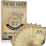 100 Stück DIN A4 Vintage Briefpapier 100g/m - Altes Bastelpapier für Urkunden Schatzkarten Bastel Karten, Hochzeit, Geschenke, Nostalgie, Geburtstag, Scrapbooking Motivpap