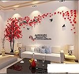 3D Wandaufkleber DIY Baum Wandtattoos Wandkunst Sticker Wandbilder Wanddekoration für Hause Weihnachten Schlafzimmer, Halle, Treppen, Babyzimmer, Kindergarten (Rot Links,XL-400 * 200cm)