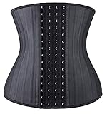 YIANNA Korsett Damen Bauchweg Stark Formend Waist Trainer Corset Latex 4 Haken Taillenformer Corsage Body Shaper Taillenmieder Schwarz, 11787 Size L