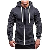 Herren Zip Hoodie Multifunktionelle Fahrradjacke ÄRmeln Radjacke Laufjacke Atmungsaktiv Herbst Neue Einfarbige Herrenjacke Mit Kapuzenfleece-Freizeitmantel lauschig