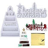 BHGT Epoxidharz Weihnachten Formen Set Silikonform Weihnachtsformen Resin Formen Silikon Silikonform Basteln Gießformen Mold Harz Casting Form (Merry Christmas A)