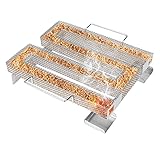 Bestcool Edelstahl Pellet Raucher, BBQ Raucherablage Perfekt für heißes und kaltes Räuchern Fleisch, Fisch, Käse - Holzpellet Raucher Funktioniert in allen Arten von Gasgrill Raucher, 22 x 17