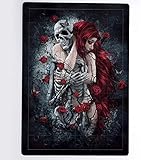 Puzzle 1000 Stück Holzpuzzle bodenpuzzle Gothic rotes Haar Frau Schädel Schädel rote Rose 60MDF B