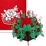 Pop Up Karte 'Rote Rosen' - edle 3D Karte mit Umschlag als Hochzeitskarte, Geburtstagskarte, Dankeskarte & Glückwunschkarte – als kleines Geschenk oder Geschenkverpackung zu Geburtstag, H