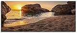 Artland Glasbilder Wandbild Glas Bild einteilig 125x50 cm Querformat Strand Meer Südsee Thailand Sonne Urlaub Sommer Natur Landschaft Felsen S7LF