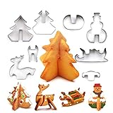 Weihnachten,Backen zubehör,Weihnachtsbaum,Schlitten,Elk,Schneemann,Ausstechformen Weihnachten8tlg,3D/keksausstecher,für Motivtorten Tortendeko Kekse Backen E