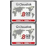 Cloudisk 2X CF Karte 8 GB Compact Flash Speicherkarte Leistung für Vintage Digitalkamera (2PACK 8GB 133X)