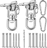 450KG Kapazität Edelstahl 360° Drehen Deckenhaken Schaukel Deckenhaken Hängesessel Schaukel Aufhängung, Haken mit Schraube für Beton Holz S