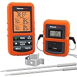 ThermoPro TP20 Digital Funk Bratenthermometer Grillthermometer Ofenthermometer Thermometer Wireless mit 2 Temperaturfühlern für BBQ, Ofen und G