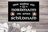 Fußmatte Nordmann mit Schildmaid Staubfangmatte Wikinger Vikings Heidentum Heiden Nordmänner Viking