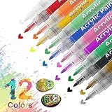 Acrylstifte- 0,7mm Feine Spitze Marker Stifte,12 Farben Stifte Acrylstifte für Stein/Keramik/Glas/Holz/Osterei (12 Farben 0,7 mm Marker Acryl)