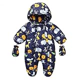 BGBJQ Kleinkind Baby Jungen Mädchen Winter Schneeanzug Strampler Kapuzen Footie Outwear Kleinkind Overall Daunenmantel Jacke + Handschuhe Winddicht Winterjacke Warm W