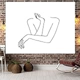 NHhuai Wandbehang Tapisserie Tapisserie Wand Kunststoff Home Decor Yogamatte Paarlinie abstraktes minimalistisches Hinterg