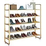 HYLK Große Schuhregale aus Metall, hoch, schmal, Schuhschrank, Organizer, Schrank für Flur, kleine Räume, 3 4 Etagen, modernes goldenes Schuhregal, 60 cm, 80 cm breit, bis zu 20 Paare, 3-lagig, 80