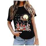 TTLOVE Damen T-Shirt Weihnachten Weihnachts T-Shirt Netter Print O-Ausschnitt Blouse Weihnachtsparty Kurzarm Tops Frauen Tshirt Tee Tops B