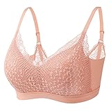 NC Damen Spitzen BH ohne Bügel Schlaf BH gepolstert V-Ausschnitt Bustier herausnehmbar Polster Lace Bralette S